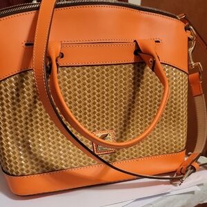 Dooney & Bourke Orange and Brown Woven Shoulder Bag